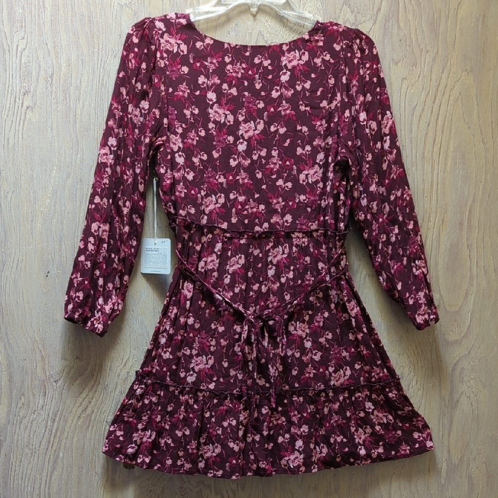 Chelsea and Violet girls Burgundy/Pink Floral print dress size 16 - Picture 10 of 12